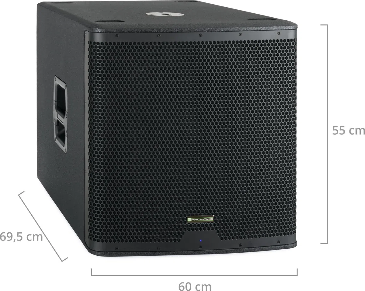 Pronomic C-118SA Aktiv Subwoofer + Cover Set - 1600 Watt Leistung - 18" Lautsprecher mit 3" Schwingspule - Frequenzbereich: 30-200 Hz - 4 DSP-Presets - Max. SPL: 126 dB - inklusive Schutzhülle