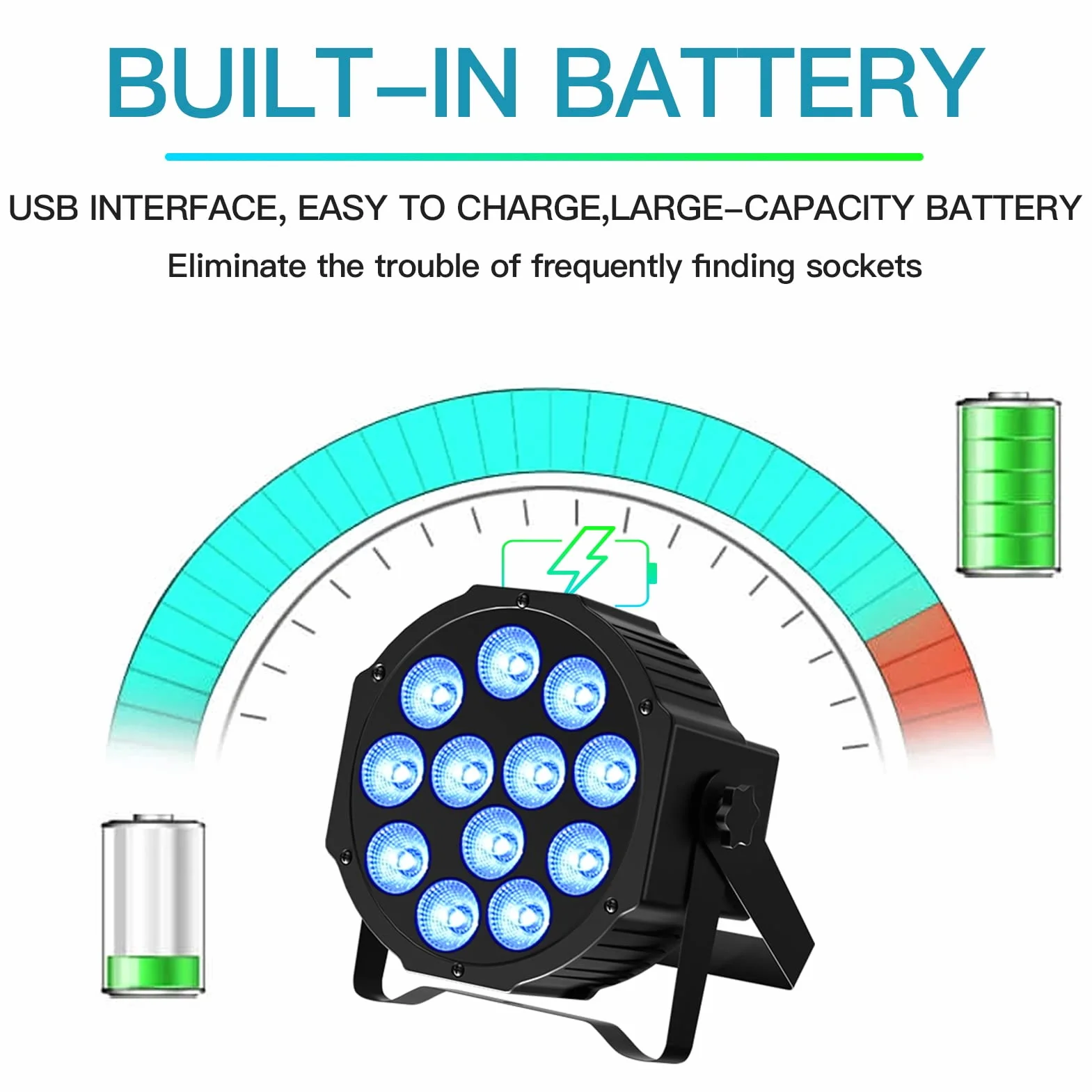 12PCS RGBW LED Par Strahler Akku, 12 LED Bühnenlicht Wiederaufladbar mit Fernbedienung und Timing, Discolicht Partylicht Effektstrahler 8CH für Outdoor Beleuchtung Bühne Hochzeit Weihnachten
