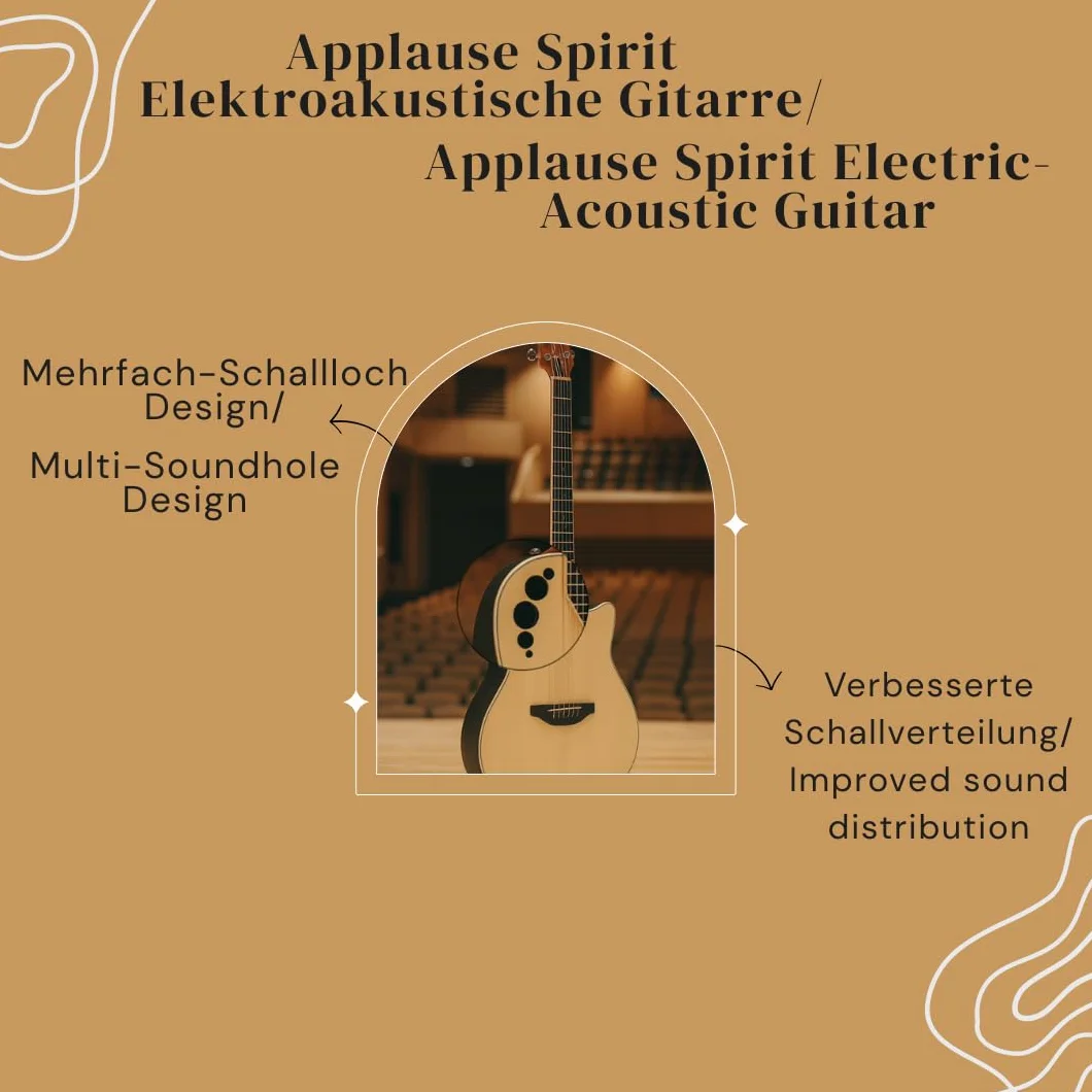 Applause E-Akustikgitarre Spirit - selektierte Fichtendecke - Mid-depth Lyrachord Body - Cutaway - AP2T Preamp + Tuner - Natur - AAE-044-4S