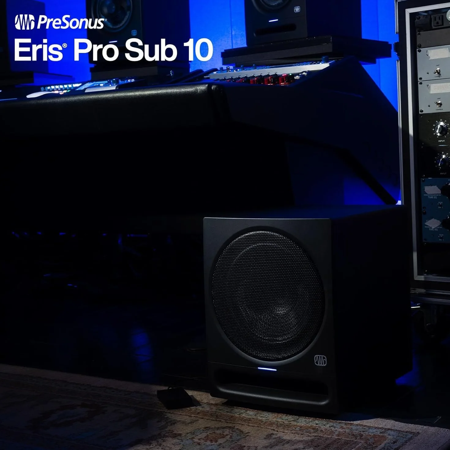 PreSonus Eris Pro Sub 10 – 10-Zoll-Aktiv-Studio-Subwoofer mit Frontabstrahlung, inklusive Fußschalter