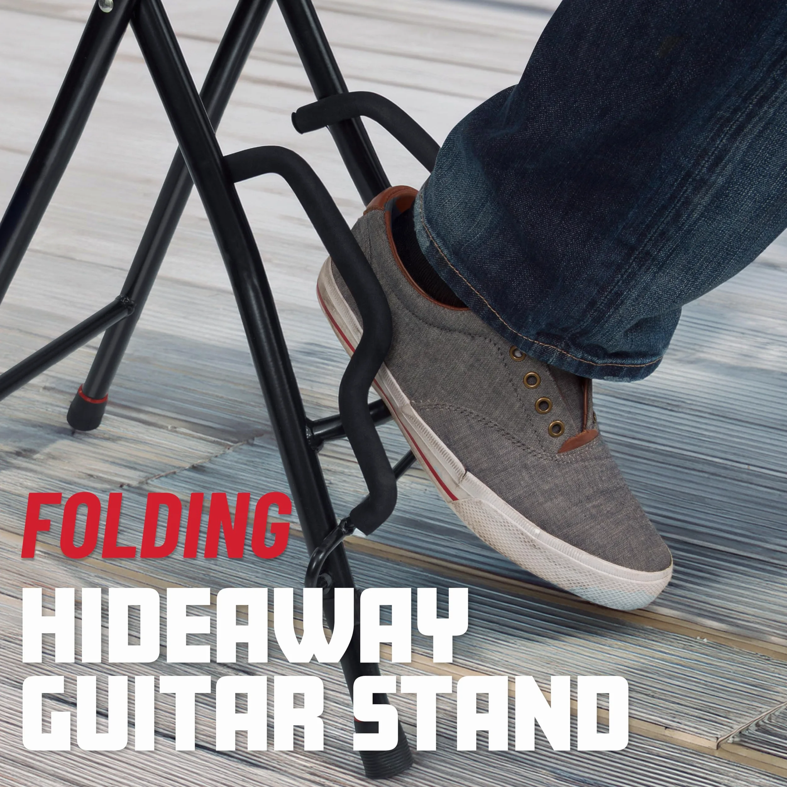 Gator Frameworks Gitarrensitz mit gepolstertem Kissen, ergonomischer Rückenlehne und ausklappbarem Gitarrenständer; geeignet für Akustik- und E-Gitarren (GFW-GTR-SEAT)