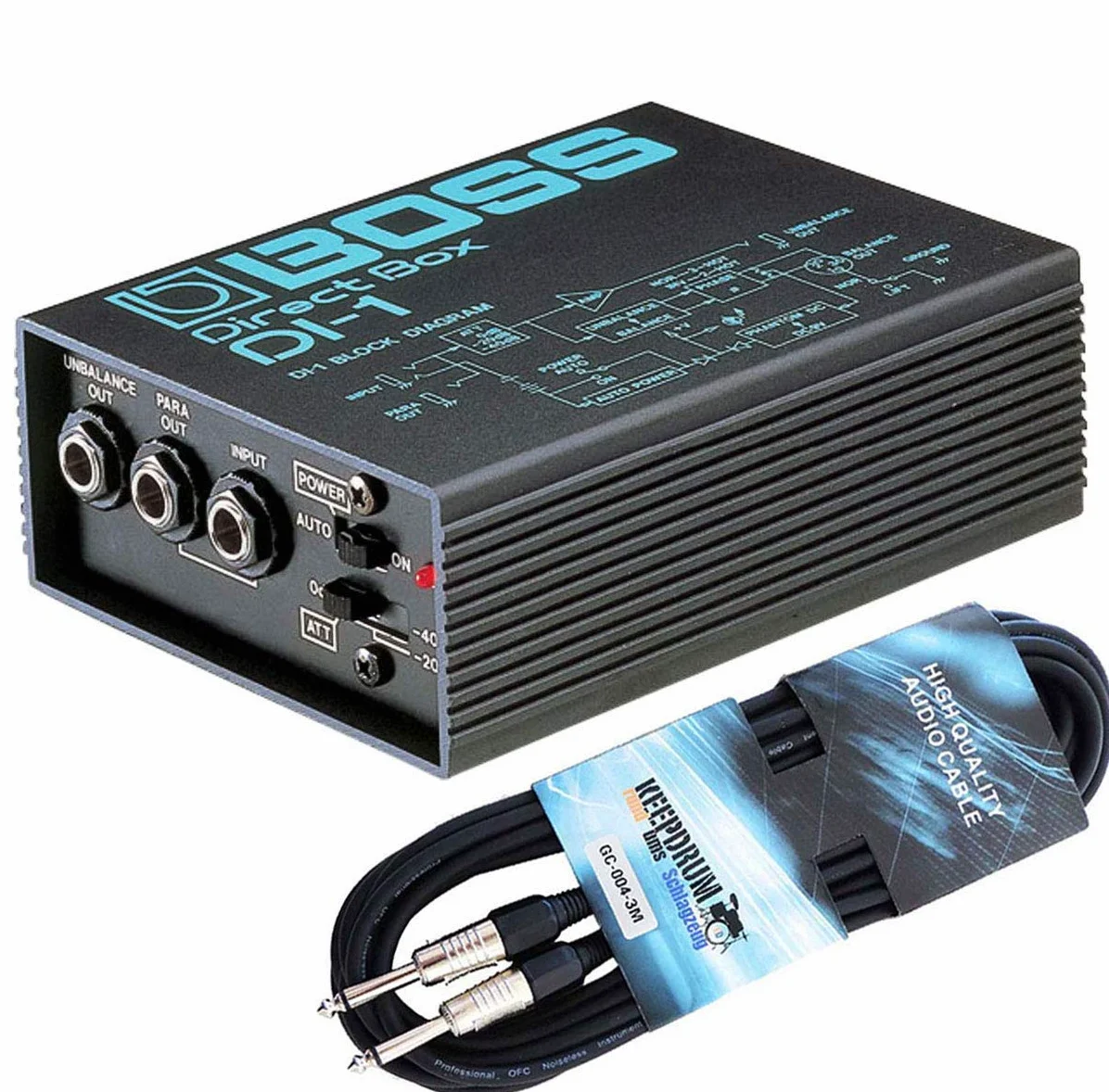 Boss DI-1 aktive DI-Box Direct Box + Klinkenkabel 3m