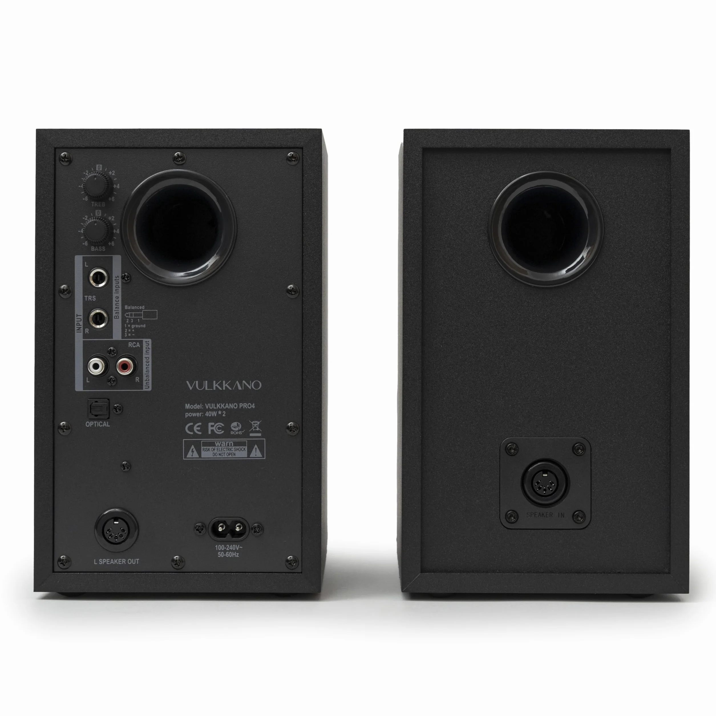 VULKKANO PRO4 Studio Monitore mit 4" Woofer, Bluetooth, Symmetrischem TRS-Eingang, RCA, Kopfhörerausgang, AUX, Optischem, EQ-Einstellungen, Lautsprecher für Monitor